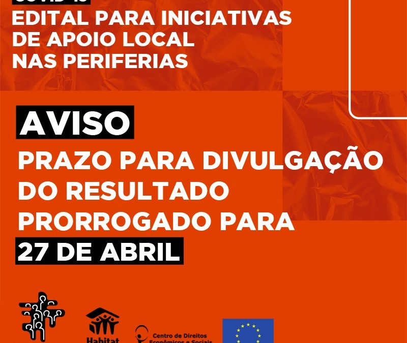 AVISO: PRAZO DO EDITAL FNRU PRORROGADO